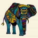 Poster Print 8x10 - Elephant of Namibia Tribal Illustration - For Your Home Decor