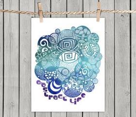Turquoise Abstract Life - Poster Print 8x10 - of Fine Art illustration for Your Wall Decor