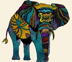 Poster Print 8x10 - Elephant of Namibia Tribal Illustration - For Your Home Decor
