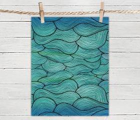  Poster Print 8x10 - Sea Waves Pattern - For Your Home Decor