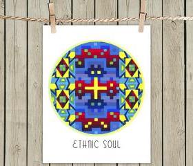 Multicolor Ethnic Soul - Poster Print 8x10 - of Fine Art Painting for Your Wall Decor