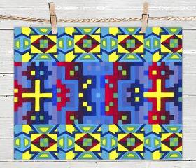 Inca Multicolor Pattern - Poster Print 8x10 - of Fine Art Painting for Your Wall Decor