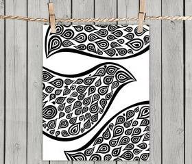 Birds In Disguise Pattern - Poster Print 8x10 - of Fine Art Illustration for Your Wall Decor