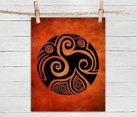 Poster Print 8x10 - Spirals In My Life Red - of Tribal Illustration for Your Wall Decor