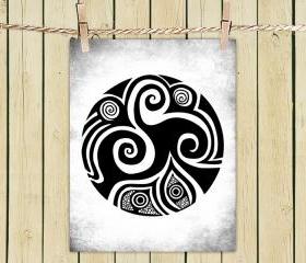 Poster Print 8x10 - Spirals In My Life White - of Tribal Illustration for Your Wall Decor