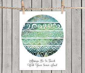 Tribal Evolution Quote Turquoise - Poster Print 8x10 - of Fine Art illustration for Your Wall Decor